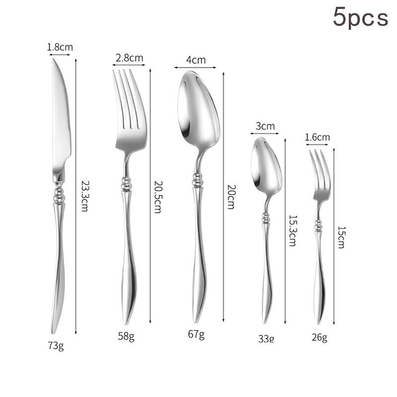 3/4/5/6PCS French 304 Stainless Steel Cutlery Set Pointed Tail Handle Spoons Knife Forks High-end Kitchen Restaurant Tableware