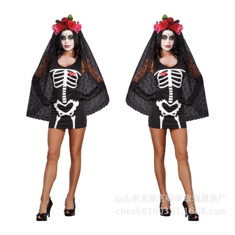 Skull costume, grimace zombie costume, vampire bride Halloween cosplay costume, sex uniform Halloween costume
