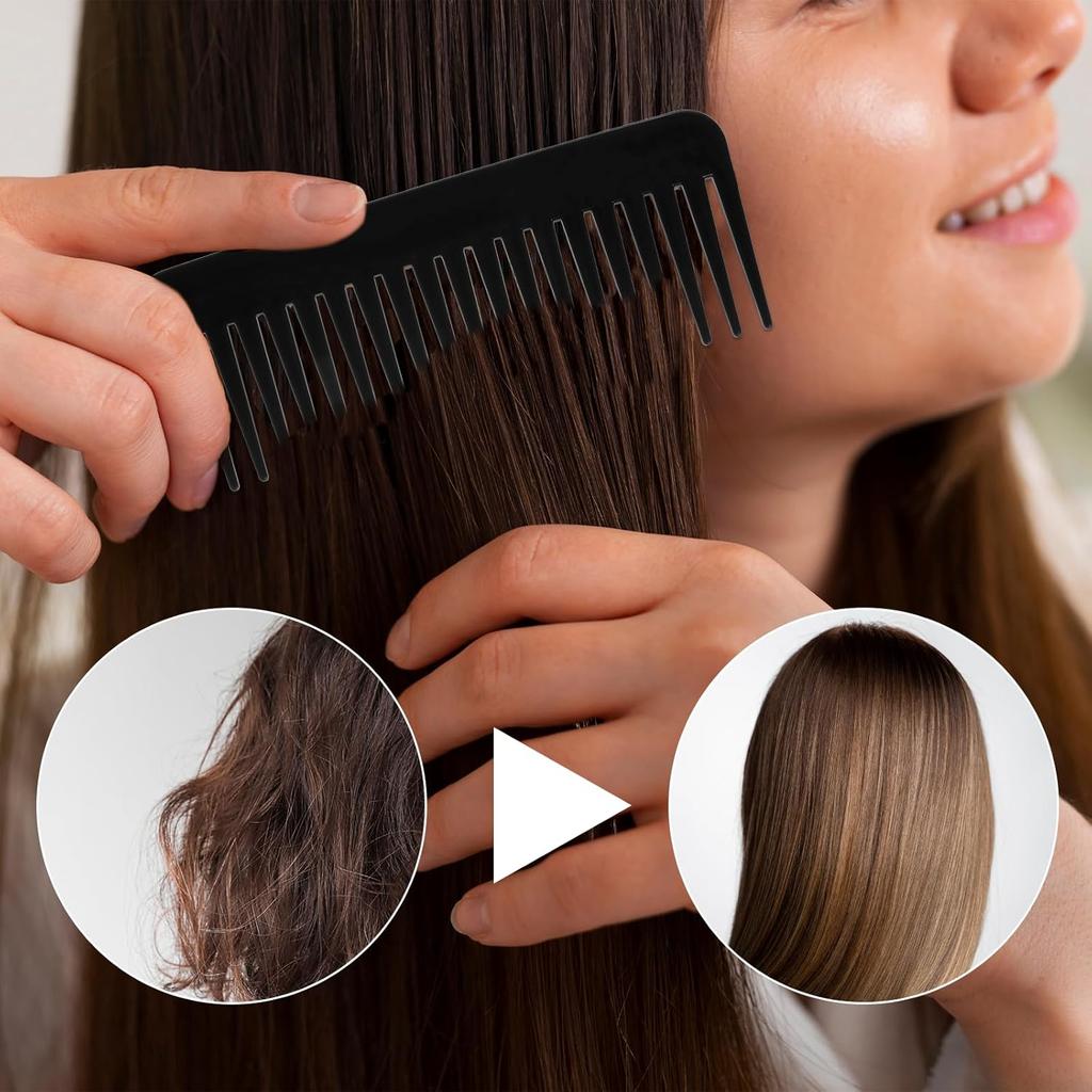2 Pcs Wide Tooth Hair Detangling Comb, Large Wide Tooth Comb for Curly Hair, Styling Combs for Wet Dry Hairs, Black Care Hairs Combs for Women