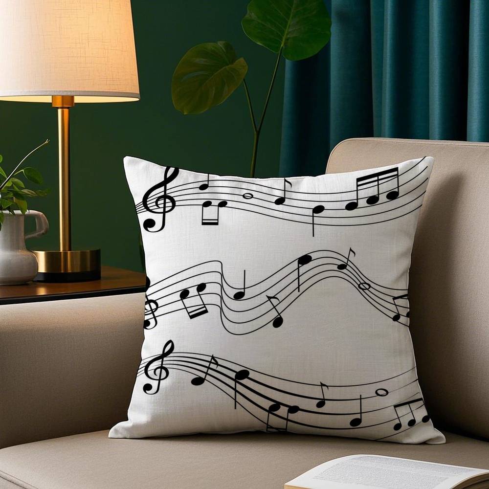 Musical Staff Pillow Case Plush Fabric Soft Pillowcase Double Sided Print Sofa Cushion Cover Throw
