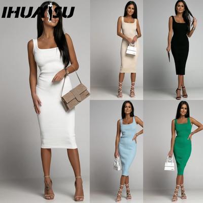 Women's Fashion Summer Spring Solid Color Print Sleeveless  Casual Dresses