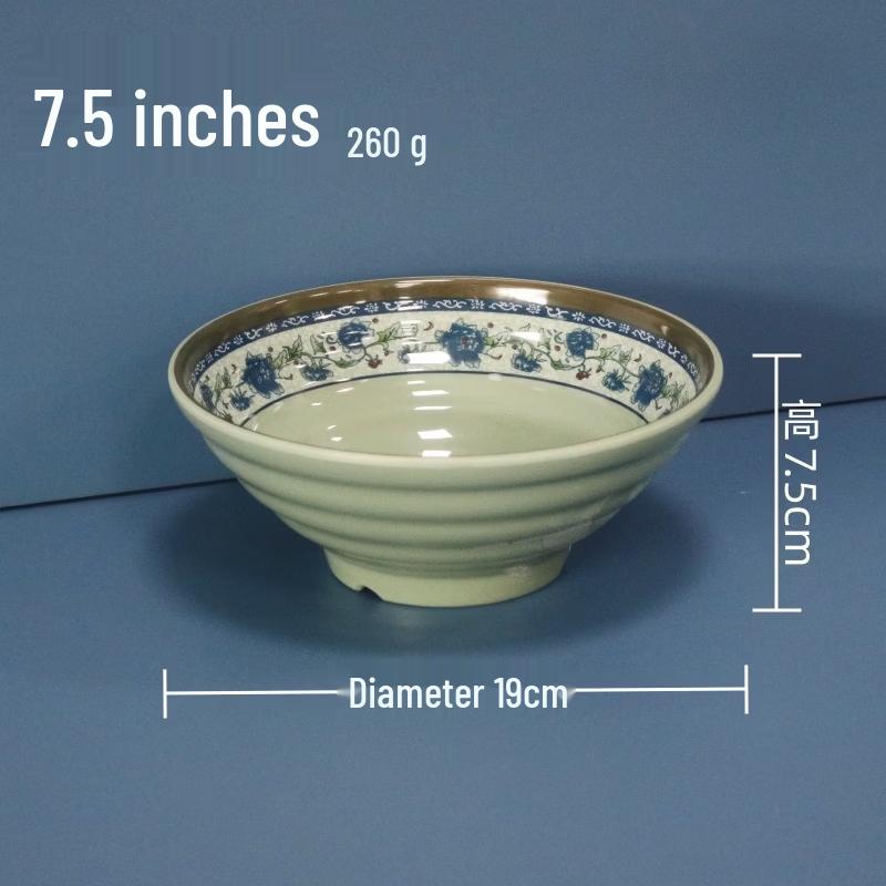 

ZISIZ 7.5-inch Retro Blue & White Melamine Noodle Bowl Set (2-Pack)