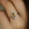 Bague Halo Citrine Taille Marquise, Bijou en Argent Plaqué Or Jaune, Bague de Fiançailles et d'Anniversaire pour Femme