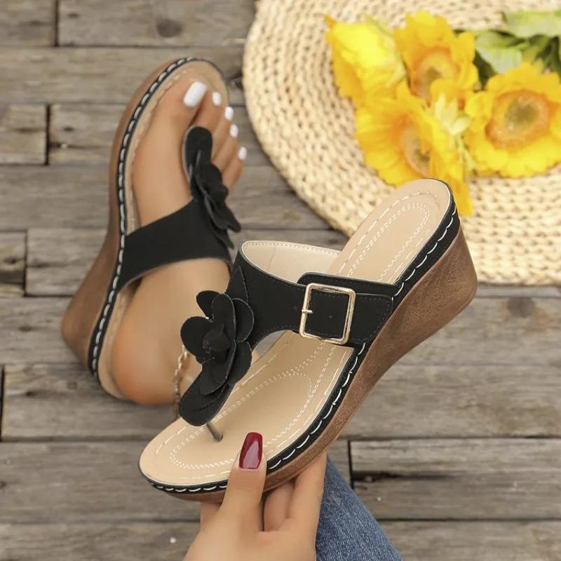fashion Women's Flower Decor Thong Sandals, Comfortable Open ToeSlip On Shoes, Women's Fashion Flip Flops