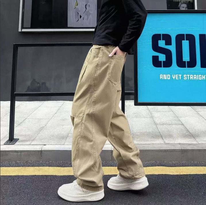 [Overalls] Multi-color Scimitar Wide-leg Pants Casual Pants Overalls Men's Autumn American Men's and Women's Tide Brand Splicing