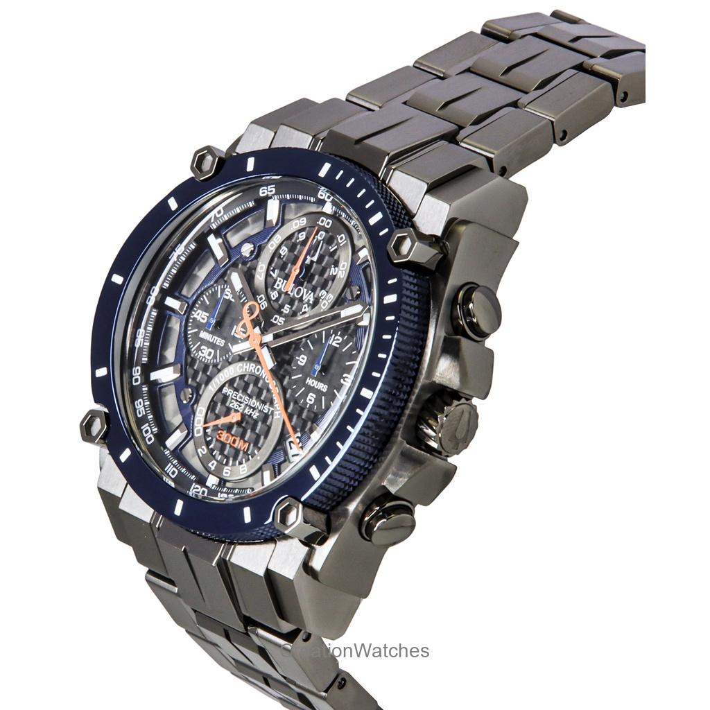 BULOVA Icon Precisionist Chronograph Stainless Steel Grey Dial Quartz Diver's 98B343 300M Men's Watch