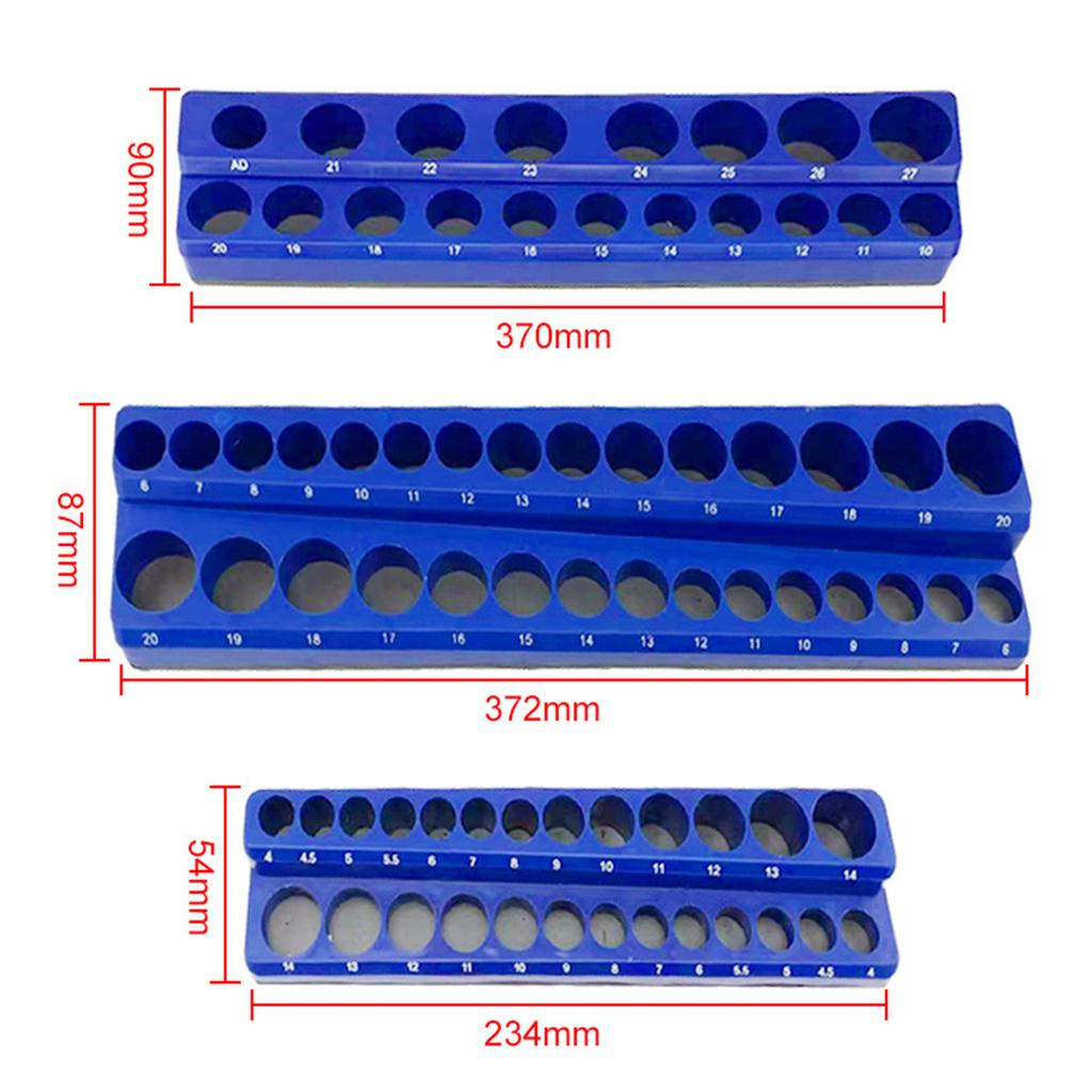 Magnetic Socket Organizer, 3 Piece Socket Holder Kit, for 1/2-inch, 3/8-inch, 1/4-inch Drive Holds 75 Sockets