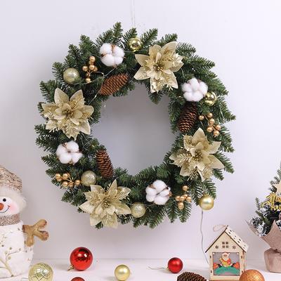 2025 Christmas Wreath Front Door Wreath with Lights Vintage Farm Wreath With Pine Cones Fall For Thanksgiving Xmas Decor 40/30cm