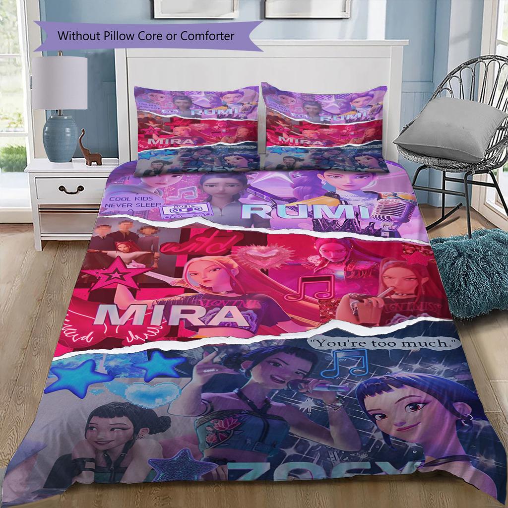 Anime Pattern Bedding Quilt Set Quilt Cover Pillowcase Home Decoration Birthday Gift (1 * Duvet Cover + 2 * Pillowcase, Without Core)