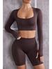 New Seamless Women's Yoga Set: Sports Bra, Fingerless Gloves, and Hip-Lifting Shorts for Fitness