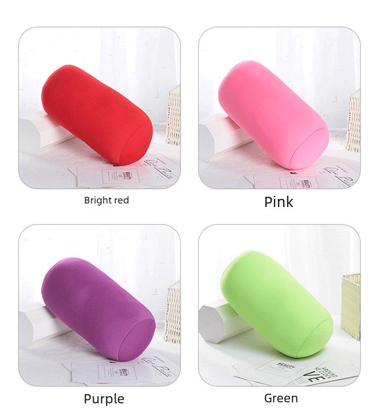 Pernă cilindrică cu particule de spumă - Suport pentru gât și talie de culoare solidă pentru utilizare la birou și somn