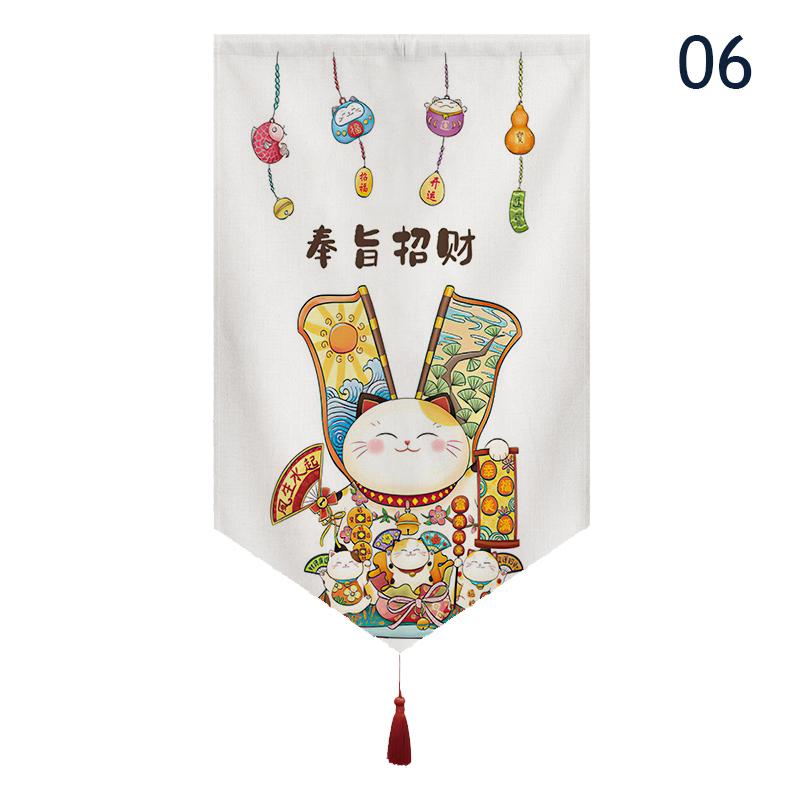 Japanese Lucky Cat Short Curtain Kitchen Partition Sushi Shop Restaurant Decor Signboard Tea Room Pennant Izakaya Half Curtains