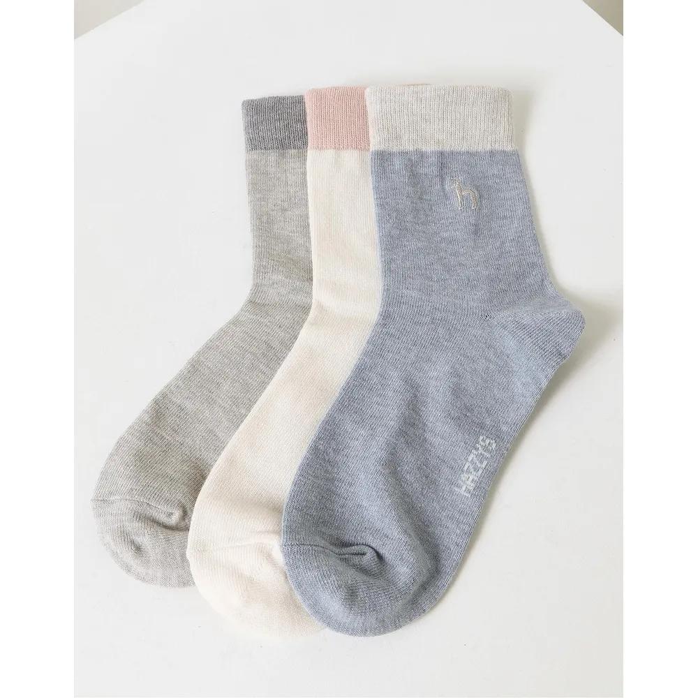 HISS6F207WT_[HAZZYS DAILY] Women s Color Block Socks 3-Piece Set
