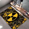 "Yellow Black Radiation Hazard Symbol Rug with Gas Mask Design" Suitable for use as an anti-slip for living room bedroom sofas