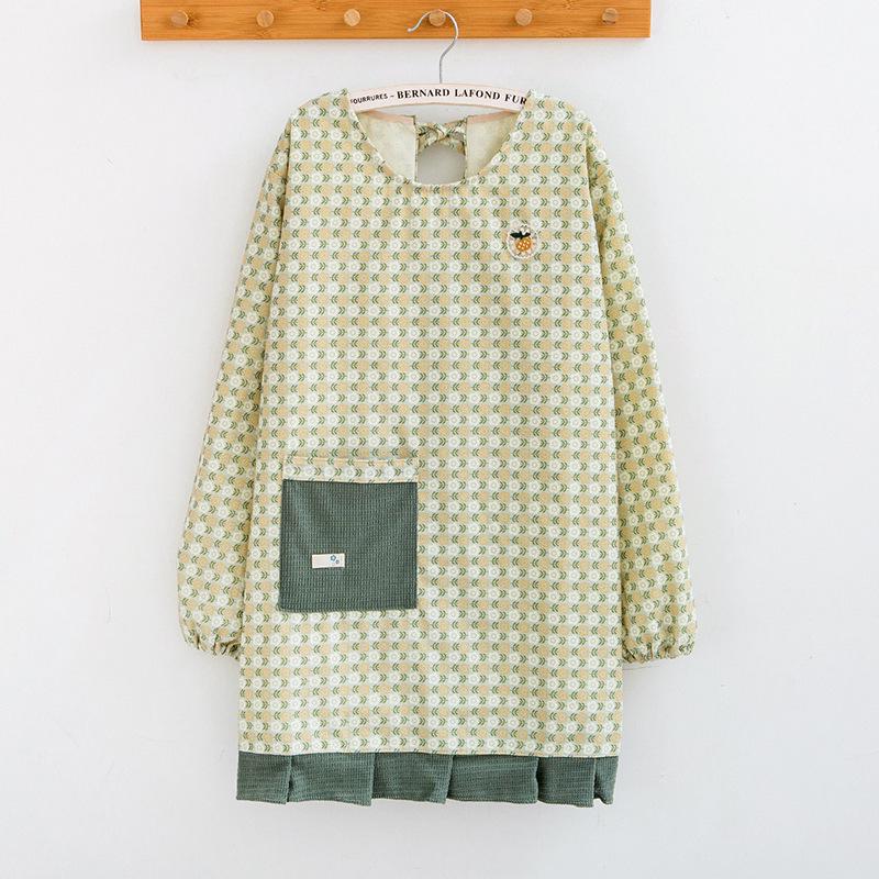 2023 Women's Long Sleeve Printed Kitchen Apron - Oil-Proof Fashion Smock for Cooking