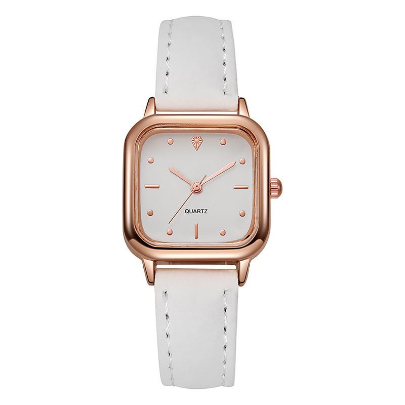 Minimalist Square Womens Quartz Watch With Pu Band For Casual Daily Wear