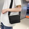 Adjustable Strap Men's Messenger Bag Solid Color Crossbody Bag PU Leather Shoulder Bag  College