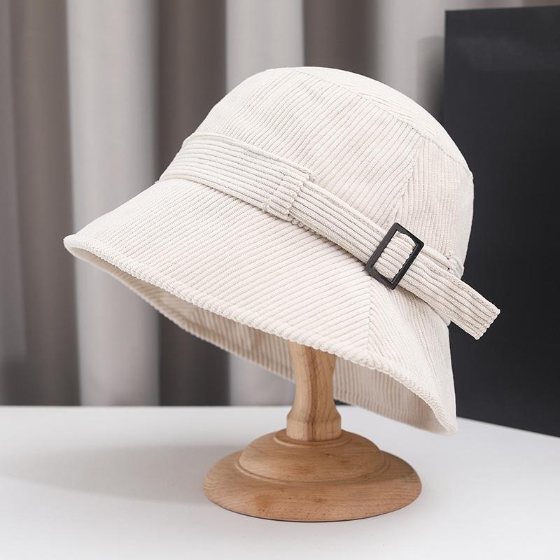 Autumn and Winter Bucket Hat Women's Versatile Basin Hat Women's Hat British Autumn and Winter Corduroy Fashion Top Hat