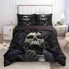 Skeleton 3D Print Black Duvet Cover Set Halloween Style Double For Adults Queen King Size Soft Bedding Set With Pillowcase