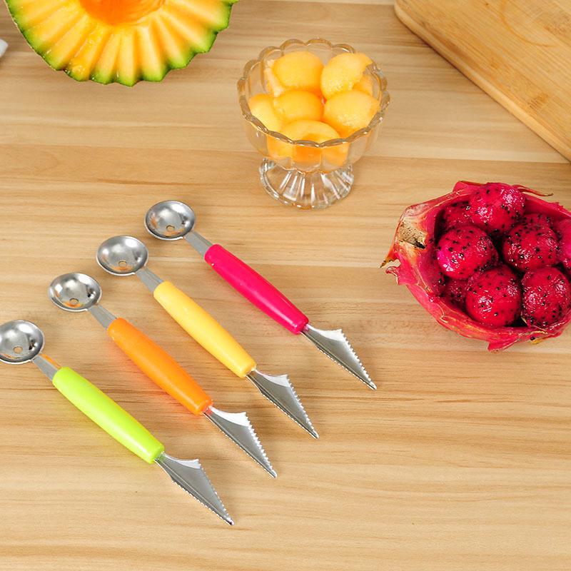 2in1 Dual Head Stainless Steel Fruit Ball Carving Knife Digging Spoon IceCream Platter Kitchen Tool