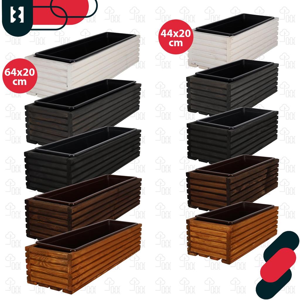 Kotarbau® Wooden Garden Planter Box For Terrace With Insert White 44 X 20 Cm