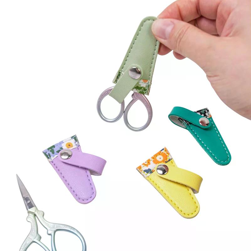 Embroidery Scissors Sheath PU Leather Scissors Protective Cases Dead Skin Tweezers Cap Scissors Cover Household Sewing Tools