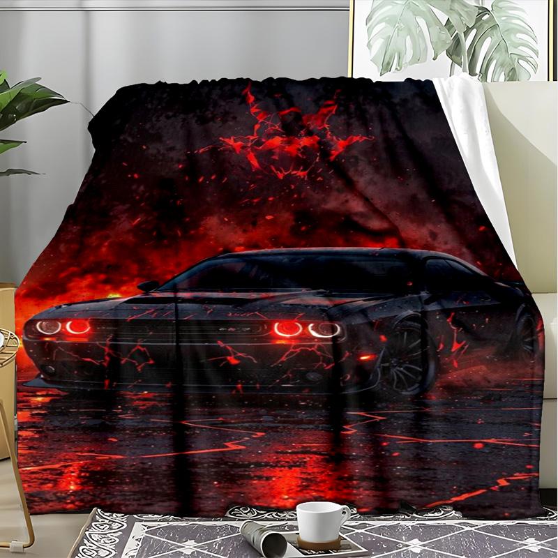 Japanese Ancient Street Night Scenery Fleece Printed Flannel Blanket, Warm Soft Throw Sofa Bed Blanket