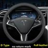 Leather Car Steering Wheel Cover For Tesla Model 3 Y S X      2024 36-38 CM Black Auto Interior Accessories