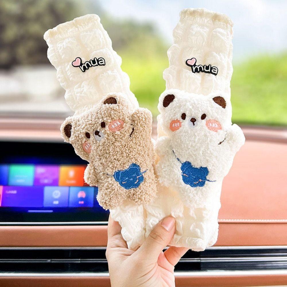 New Arrival Cartoon Bear Plush Car Seat Belt Car Anti-leakage Protective Car Seat Shoulder Cover Decoration