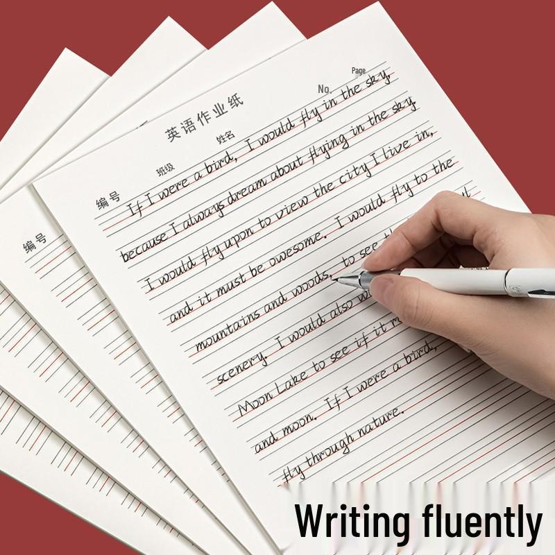 Large Student English Workbook: Thickened 16k Size with Four-Line, Three-Space Loose-Leaf Paper for English and Math Homework