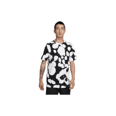 Tie-Dye Color Block Casual Crew Neck Short Sleeve T-Shirt Men Tops Black White DM6433-100