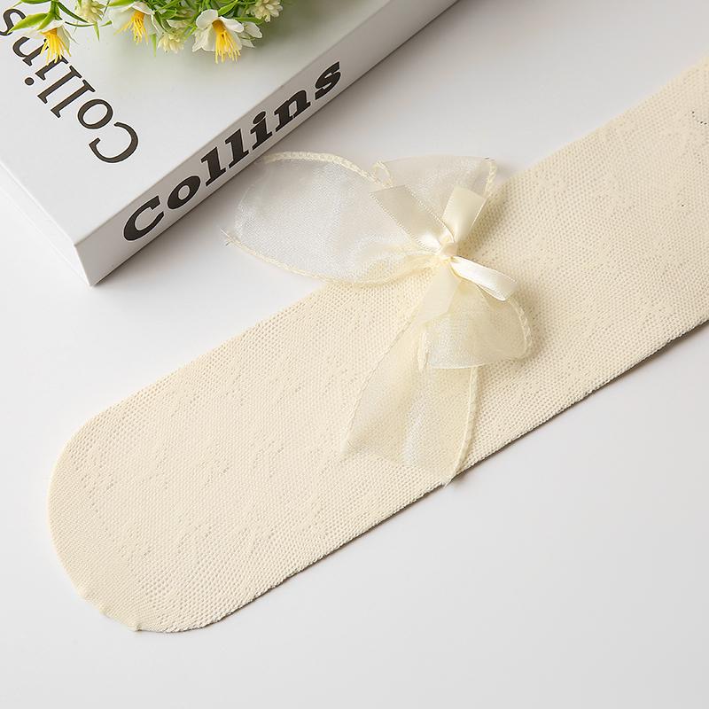 Girls Fishnet Socks Scissors Bow Decoration Sweet Cute Slim Fit Exquisite Sheer Mesh Socks Elastic Breathable All-Match Fashion
