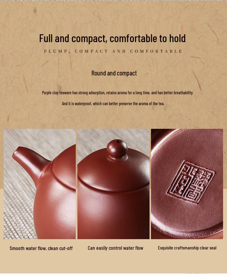 Chaozhou Red Clay Handcrafted Zisha Tea Pot - Small Capacity Brewing Ware