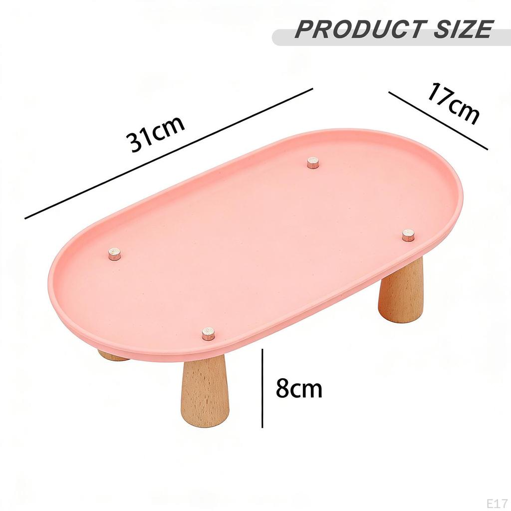 Cat Bowl Holder, Elevated Feeding Stand, Food with Wooden Legs, Easy to Clean, Non-slip, for
