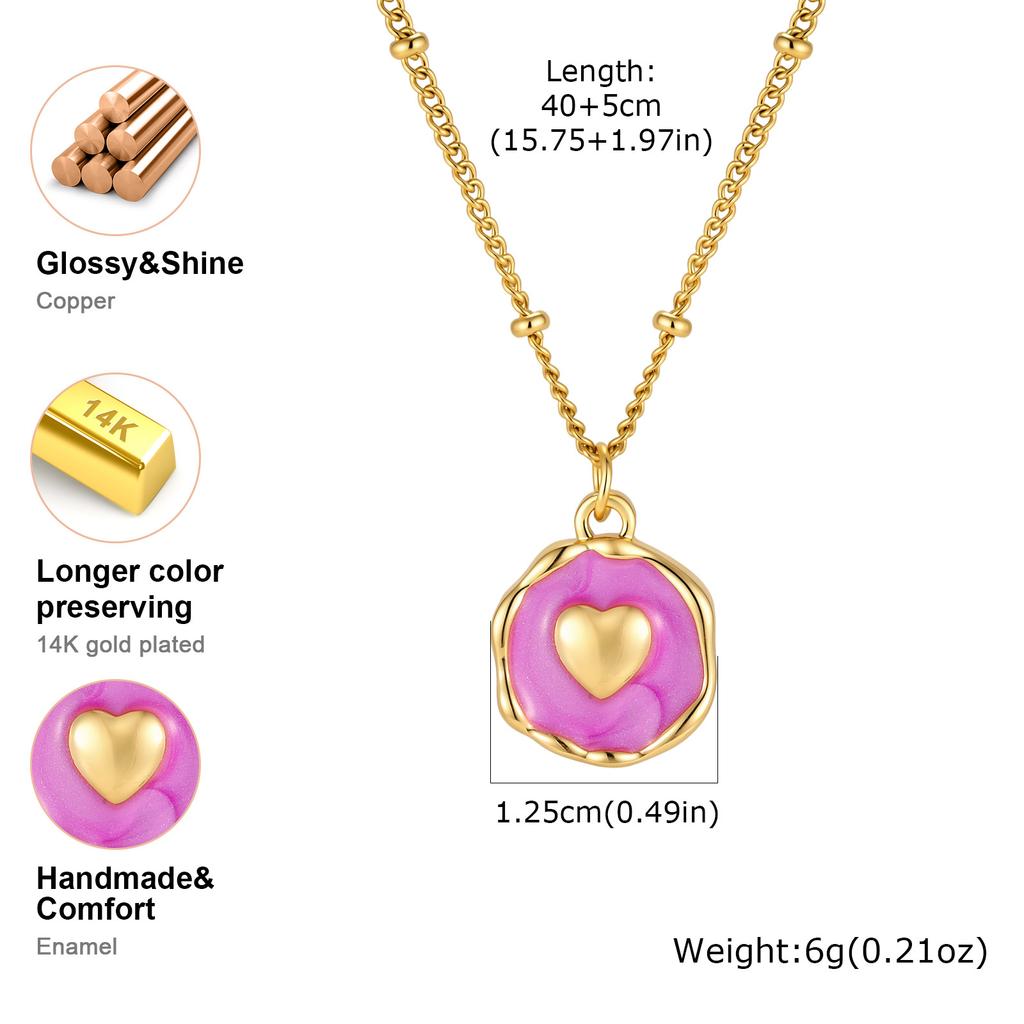 Geometric Irregular Colorful Enamel Pendant Necklace for Women Stainless Steel Heart Moon Star Charm Necklace Dainty Jewelry