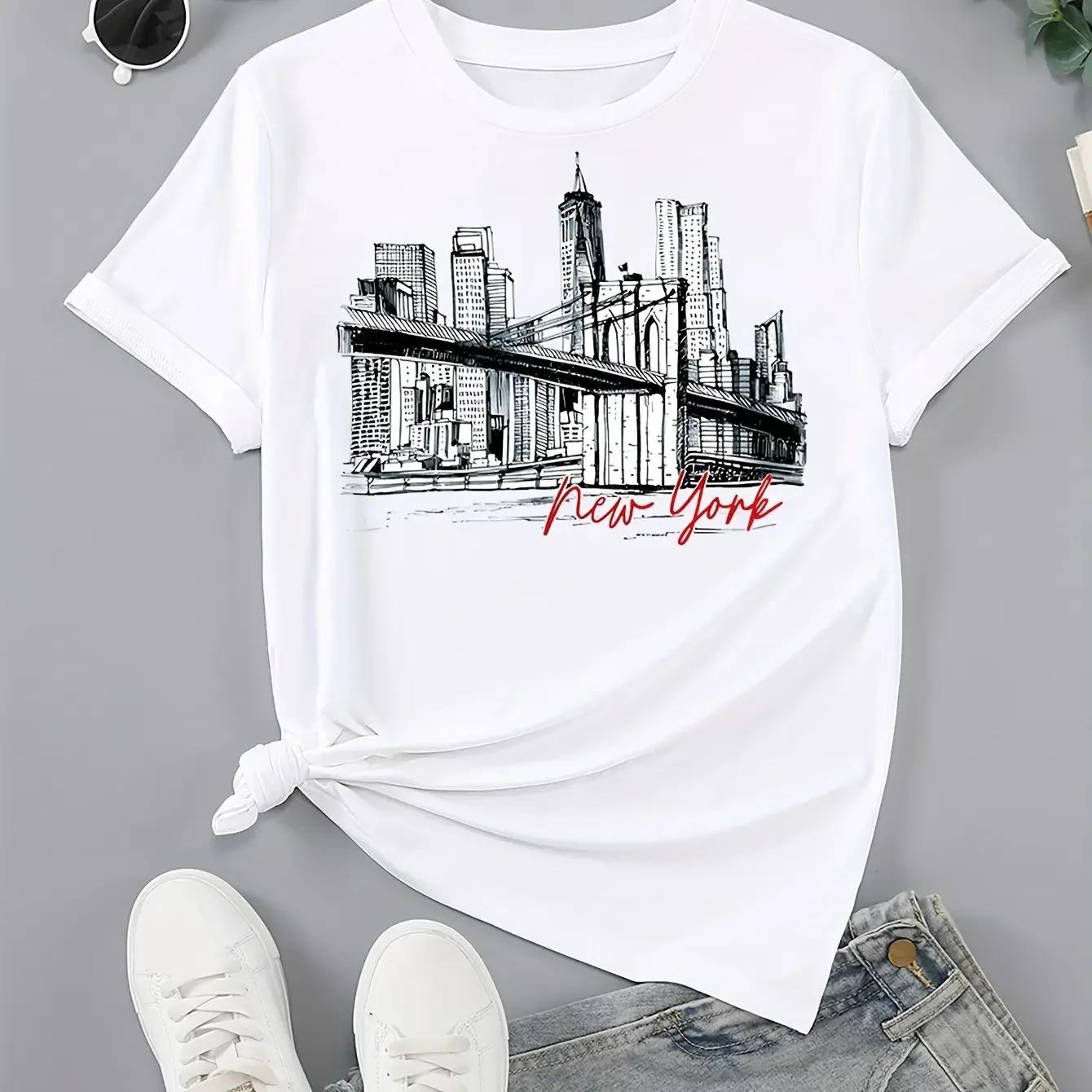 

Summer Women s Clothing Casual Female Clothing New Print Crew Neck T-shirt Casual Short Sleeve Top for Spring 4XL