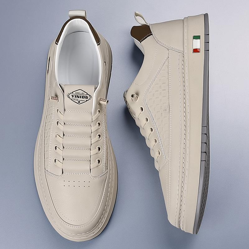 2025 spring and autumn new soft leather foot cover men's shoes soft sole trend versatile daily casual leather shoes board shoes