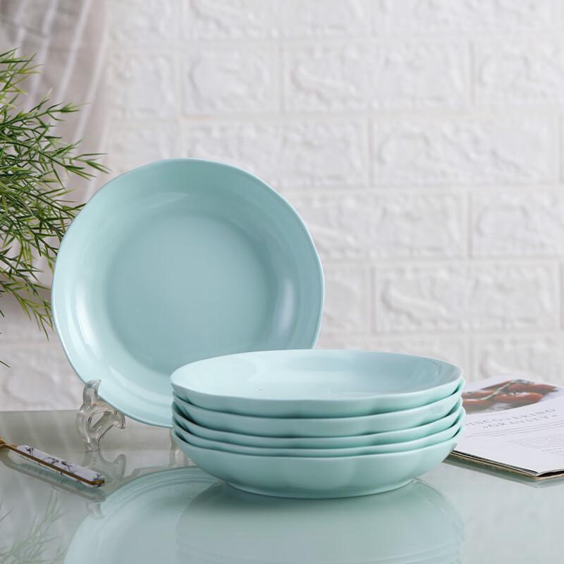 Haoya Jingdezhen Nordic Celadon Deep Plates, 7.5-inch, 6-Pack