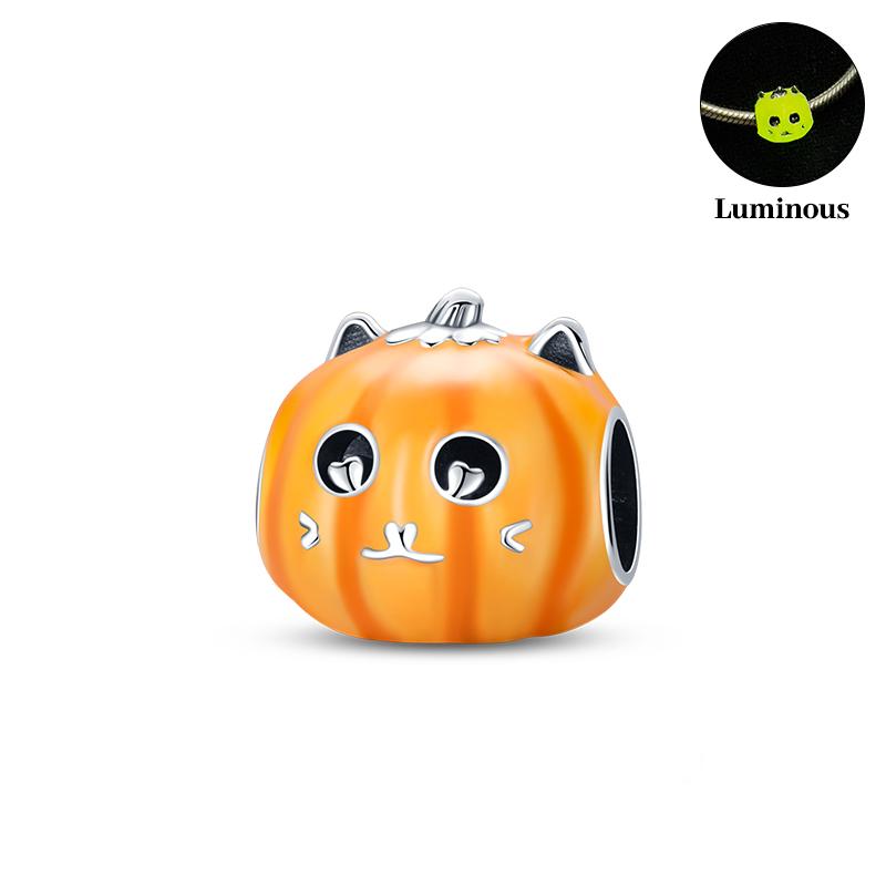 New Luminous Halloween Skull Witch Pumpkin Candy Charms Beads Fit 3Mm Original Bracelets Diy Party Jewelry