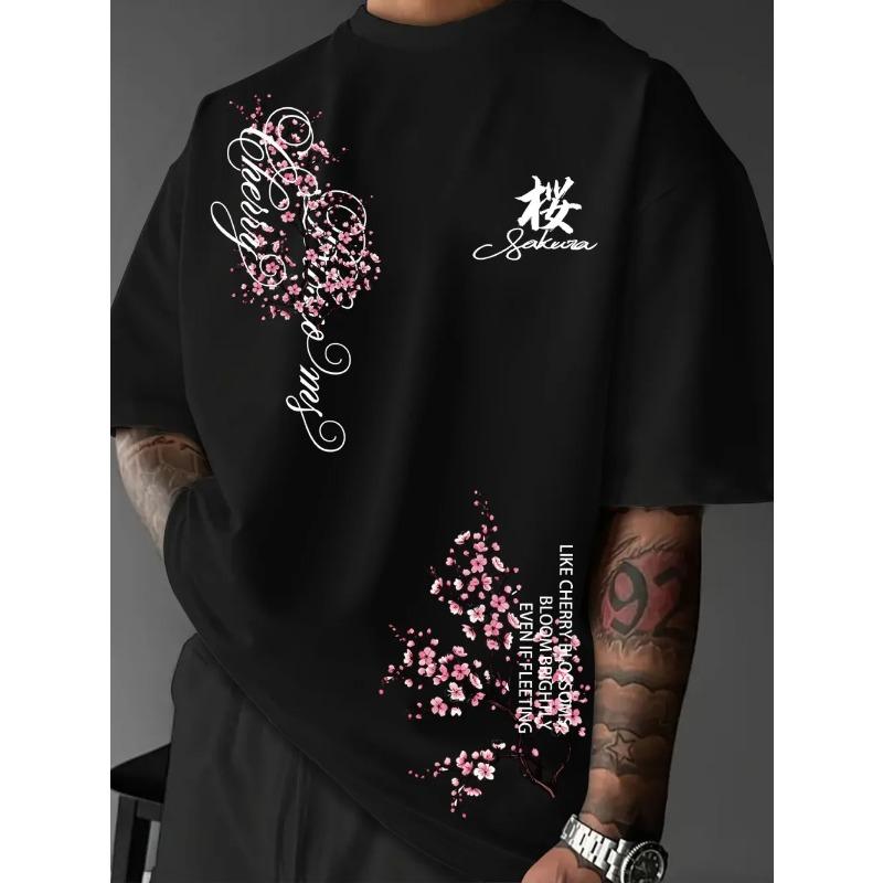 European and American men's Gothic summer personalized letter print soft and breathable round neck T-shirt outdoor urban top