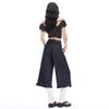 Fashion Summer Lace Rivet Detailed Designer High Waist Wide Leg Straight Versatile Slimming Denim Cropped Capri Pants