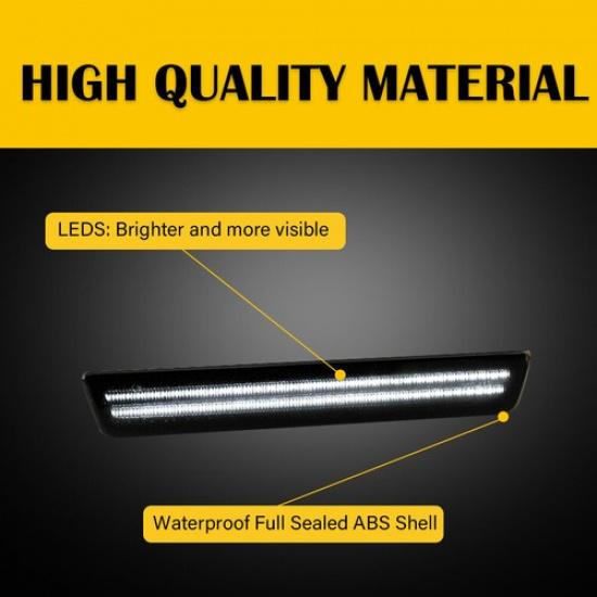 SMOKED White LED Side Light Rear Marker Bumper Lamp For 2015-22 Dodge Challenger