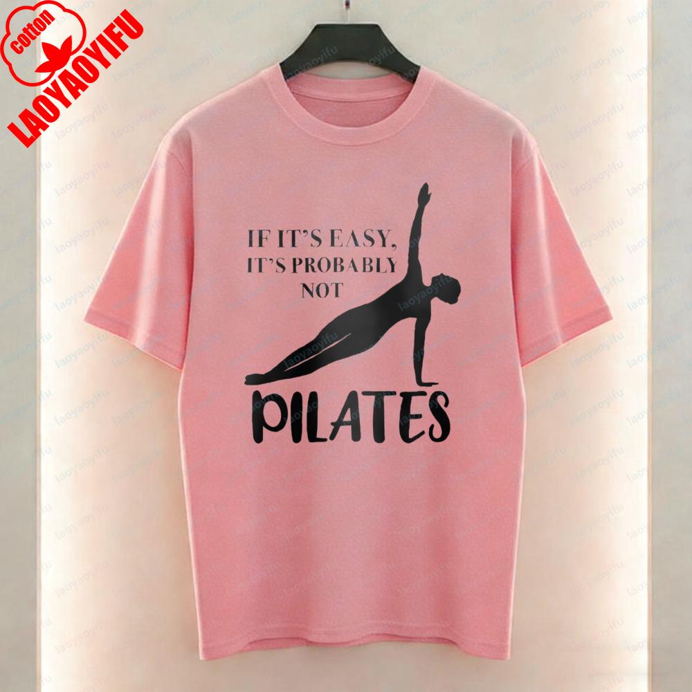 Pilates Women TShirt Simple Side Plank Exercise Graphic Tops Unisex Fitness Casual Cotton Tee Gym Breathable Clothes Ropa Mujer