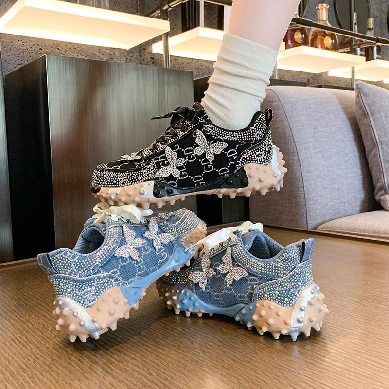 Women Sports Shoes Trend Rhinestone Sneaker Tennis Female Casual Mirror Luxury Designer Elegant Fashion Shoes for Women