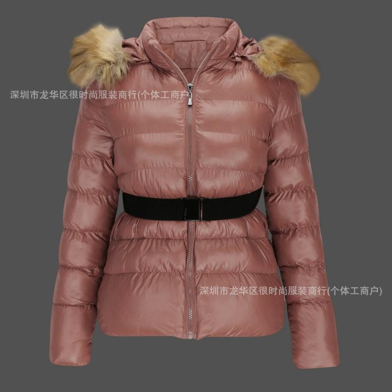 2026 Winter Womens Slim Fit Padded Hooded Coat With Raccoon Fur Trim
