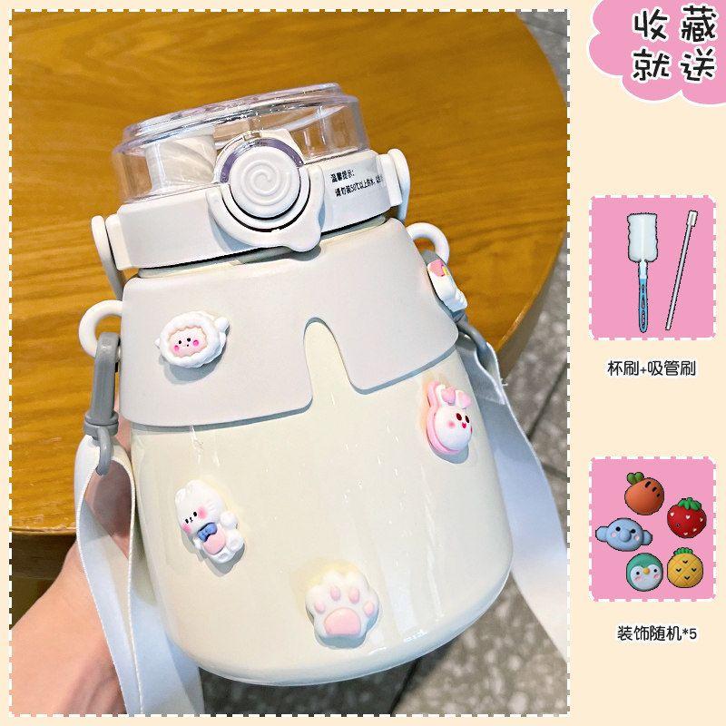 Japan Zgp Children's Large Capacity Thermos Cup Good-looking with Straw Big Belly Cup Women Cute School Water Bottle