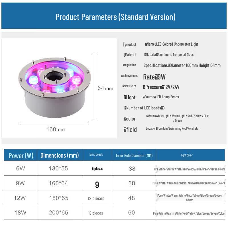 Outdoor Embedded LED Fountain Light