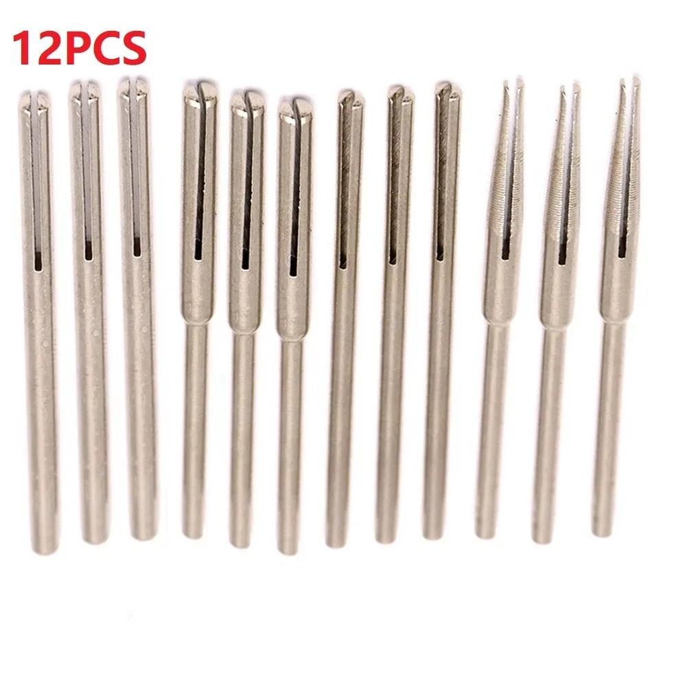 12Pcs Split Mandrels Sandpaper Clamp Kit 2.35mm/3.0mm Shank Sandpaper Clip Straight Split Mandrels Clip Type Rotary Tool