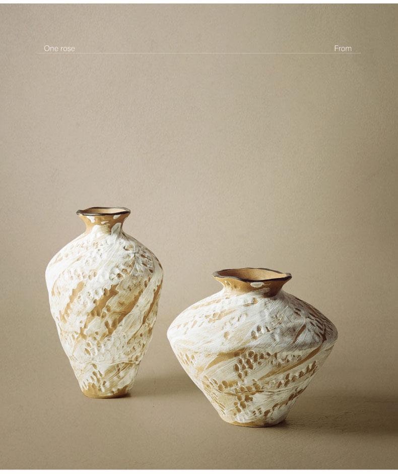 Jingdezhen Wabi-Sabi Keramikvase für Trockenblumen - Retro-Stil für Wohnzimmer oder Esstisch