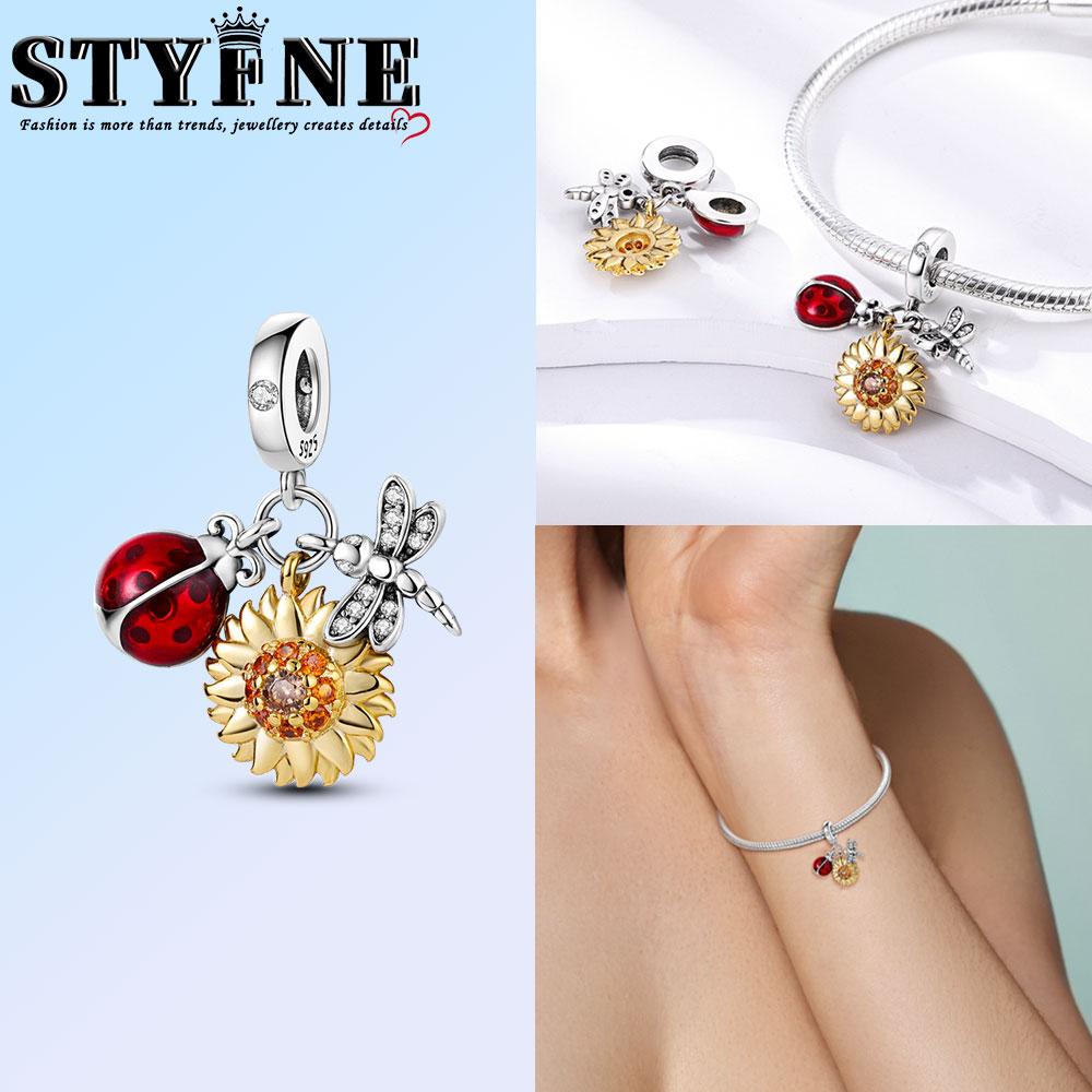 Copper Bouquet Romantic Sunflowers Firefly Theme Charm Beads Suitable For Original Bracelet Diy Gifts Jewelry